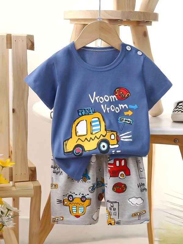 Summer Print Kids Short Sleeve and Shorts Set