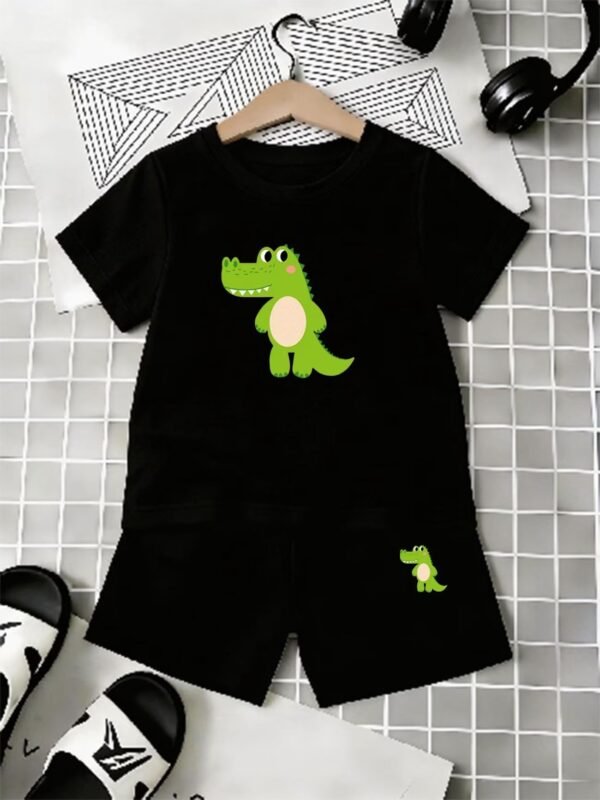 Children's Cartoon Print T-Shirt Outfit