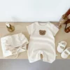 Baby Bear Waffle Romper Set