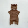 Baby Bear Waffle Romper Set