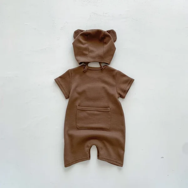 Baby Bear Waffle Romper Set
