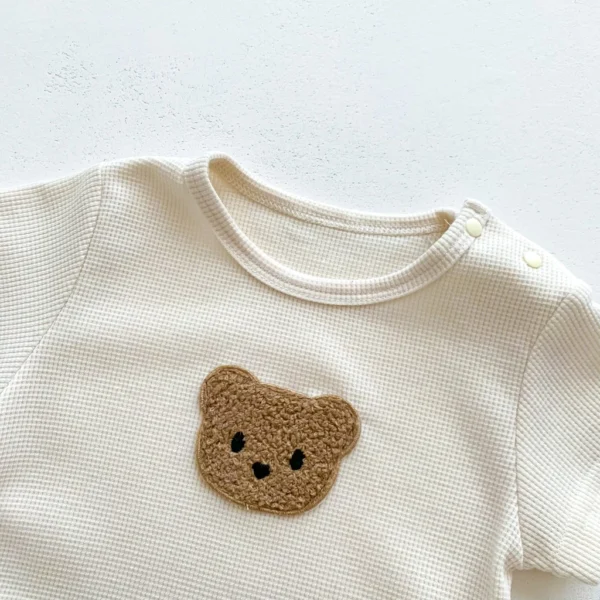 Baby Bear Waffle Romper Set