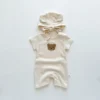 Baby Bear Waffle Romper Set