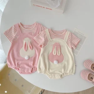 Baby Striped Bunny Romper