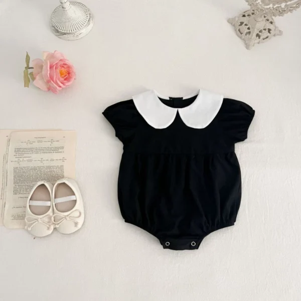 Baby Peter Pan Collar Puff Sleeve Romper