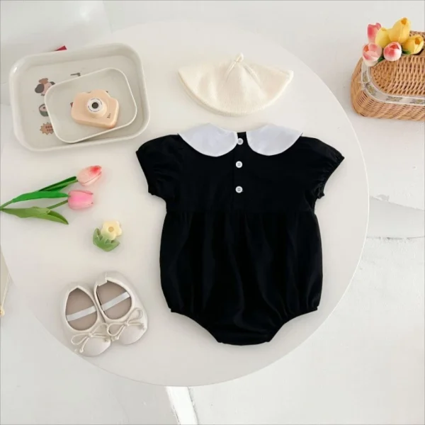 Baby Peter Pan Collar Puff Sleeve Romper