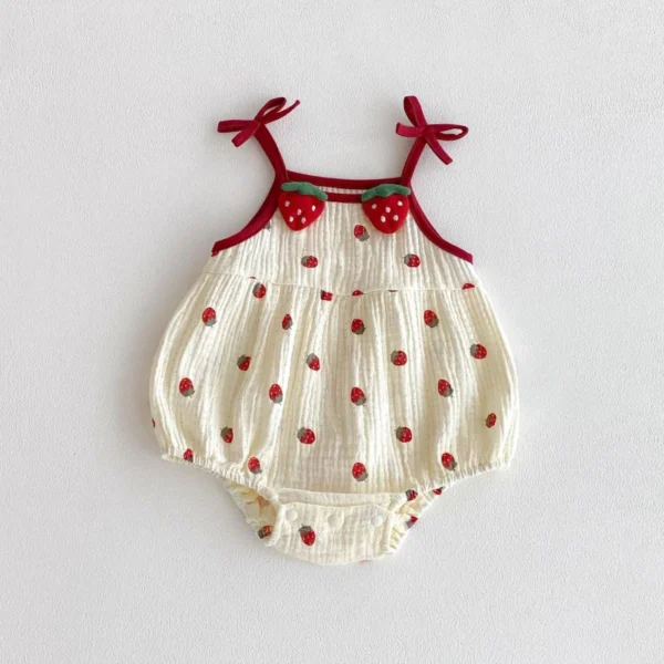 Baby Strawberry Sleeveless Romper